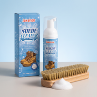 Kit cura camoscio con schiuma detergente, scatola e spazzola in legno