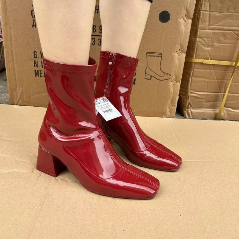 Stivaletto Verona a calza — Vernice Rosso