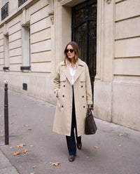 Trench Eleonora lungo doppiopetto — Beige